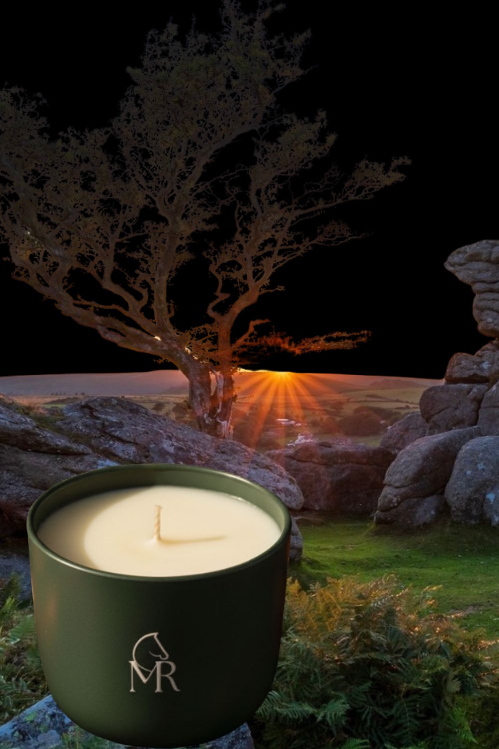 Tomato Vine luxury soy candle by Miss Rio inspired by Dartmoor landscapes and equestrian heritage. 