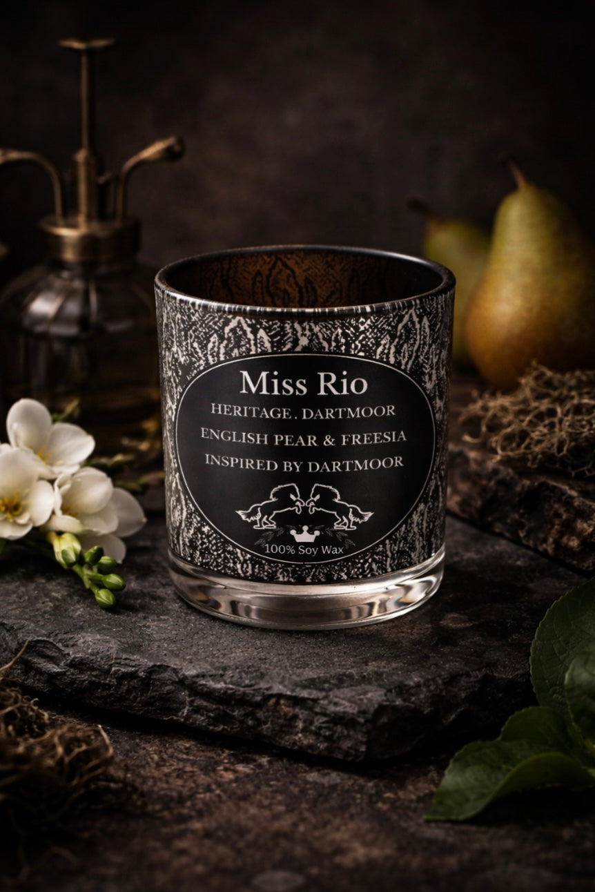 British Heritage candle python- embossed silver and black jar 