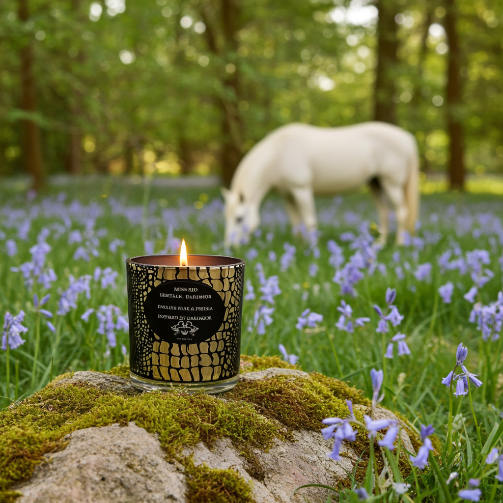Heritage Dartmoor luxury soy candle with a equestrian view 