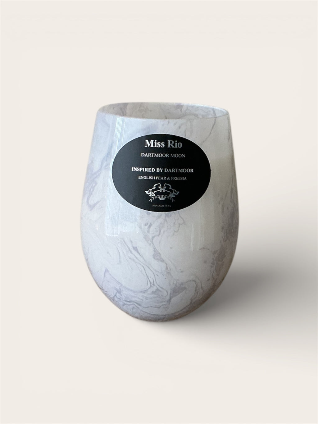 British Heritage luxury candle in a frosted white marble jar