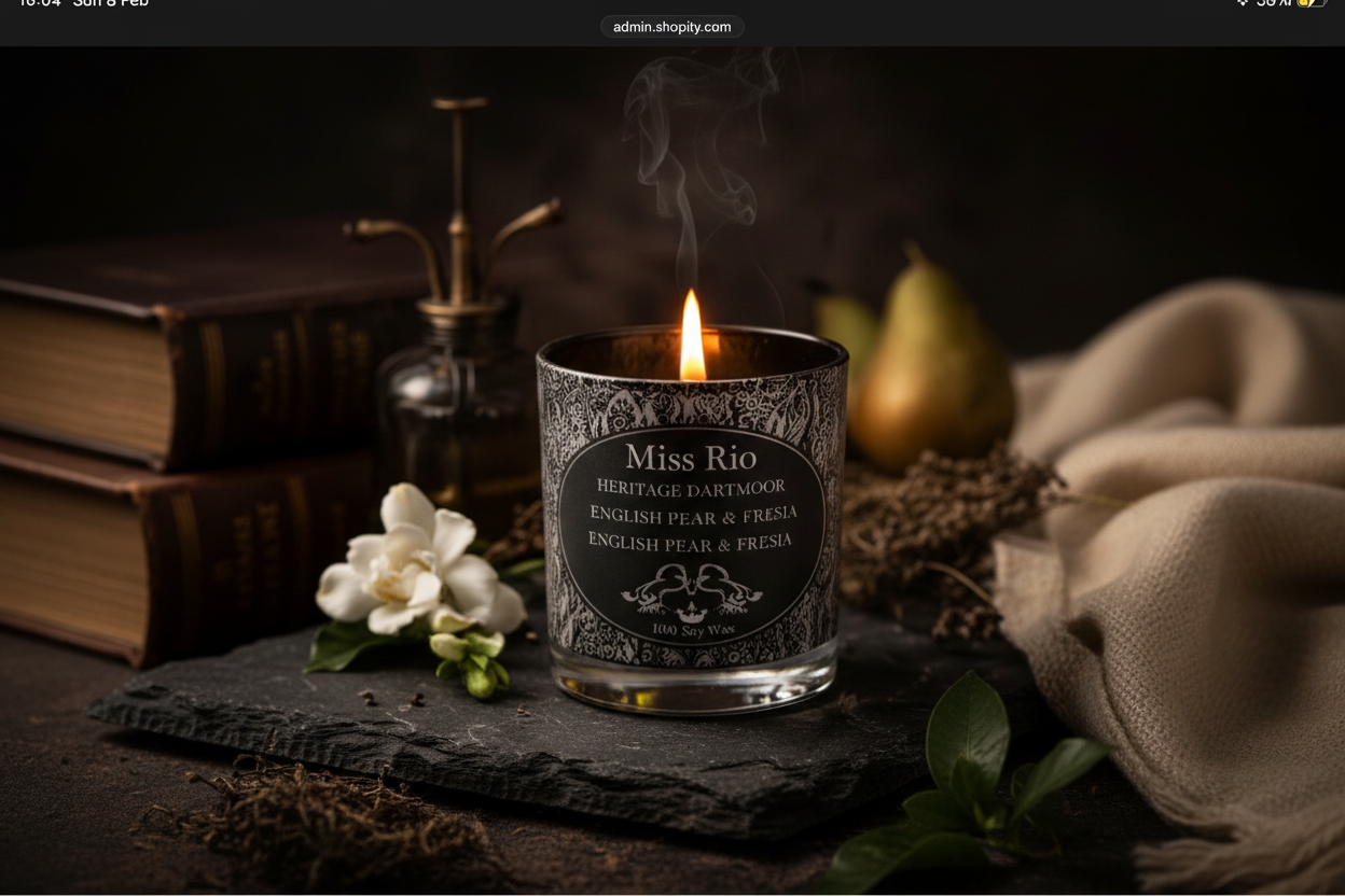 British Heritage Python candle silver and black lifestyle shot.