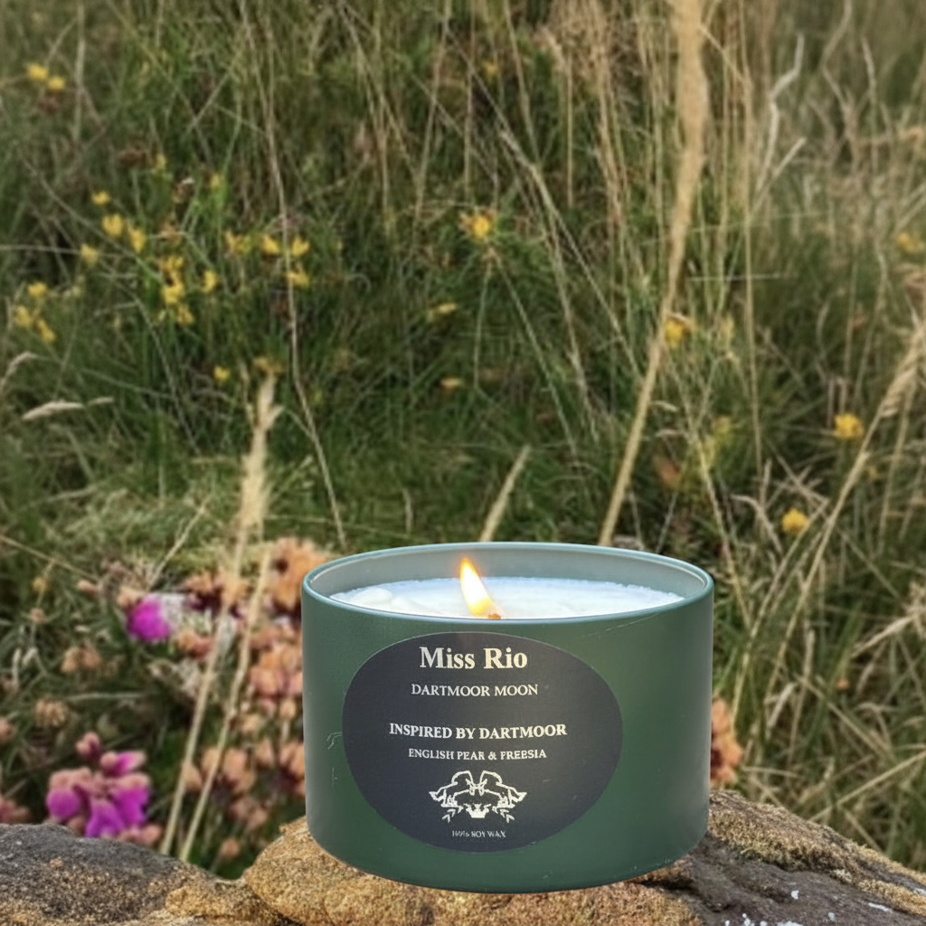 Heritage.Equestrian-inspired luxury soy candle by Miss Rio featuring English Pear & Freesia scent and Dartmoor 