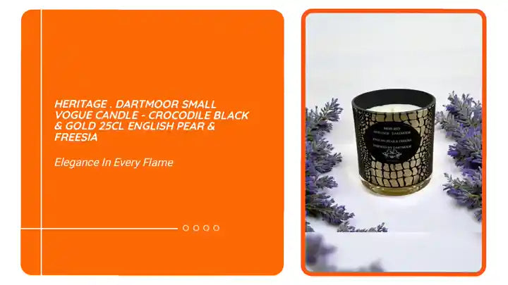 HERITAGE . DARTMOOR Small Vogue Candle - Crocodile Black &amp; Gold 25cl English Pear &amp; Freesia by@Outfy